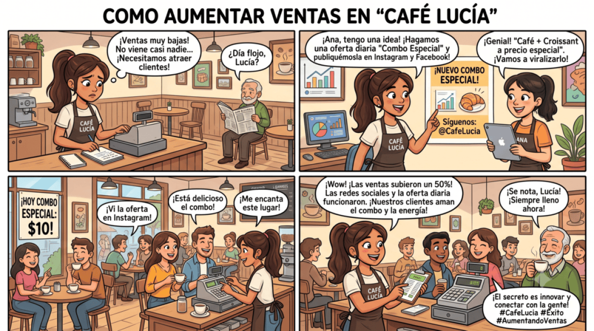 Comerciante peruano atendiendo clientes en su negocio